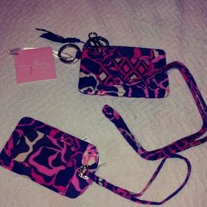 Vera Bradley Zip ID Case Set & Luggage Tag Bundle